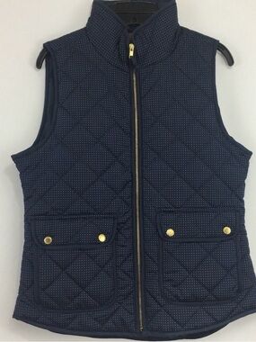 Savile Row Company Blue Quilted mini Polka Dot Puffer Vest Women’s Size M EUC